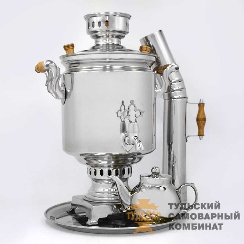 Самовар на дровах «Банка», 7 литров, 4 предмета, нержавеющая сталь