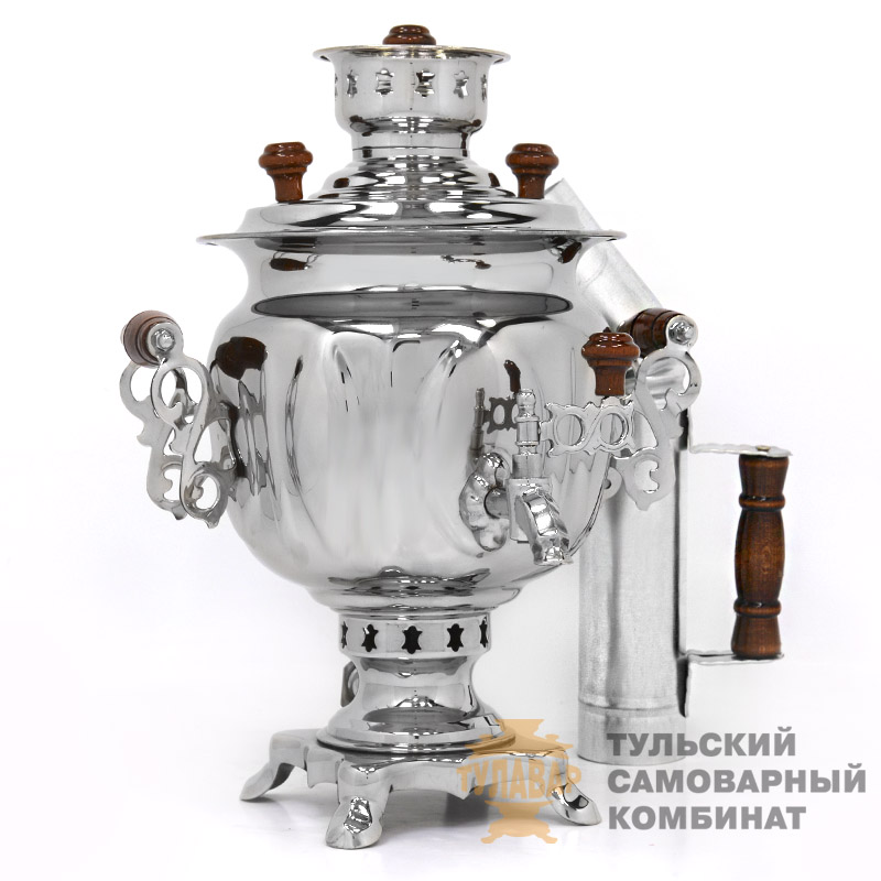 Самовар жаровой формы овал, 3 литра, никелированный