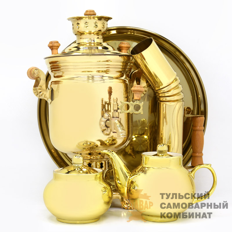 Набор «Традиционный» на дровах, 3 литра, 5 предметов, латунь
