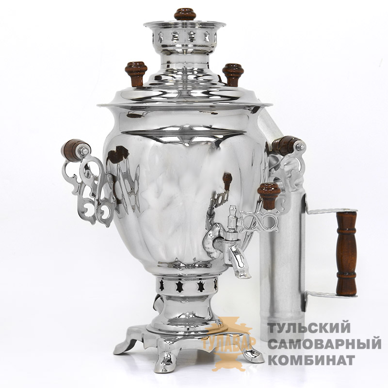 Самовар жаровой формы жёлудь, 3 литра, никелированный