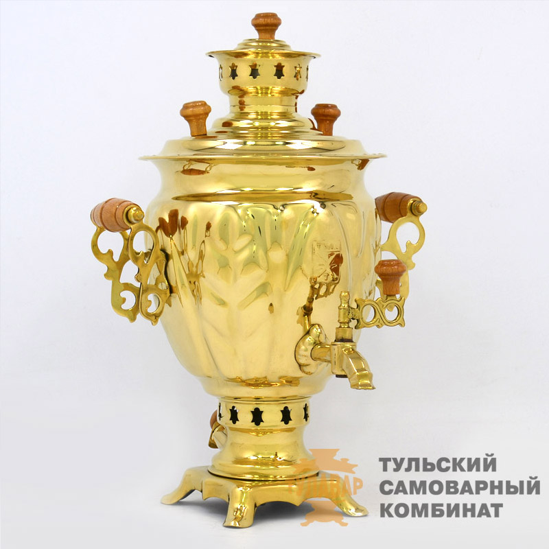 Самовар «Жёлудь» на дровах, 3 литра, латунь