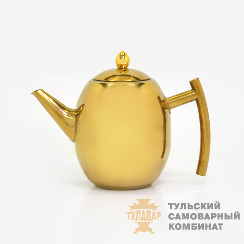 Чайник из нержавеющей стали 1л под золото, овальный