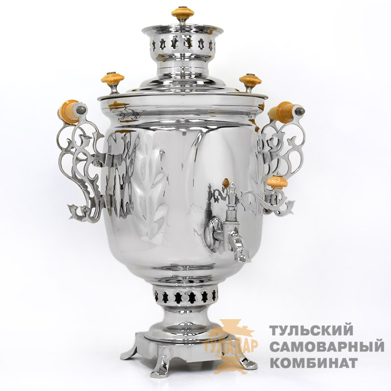 Самовар «Дубрава» жаровой на дровах, 5 литров, никель, тульский завод