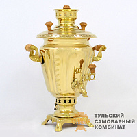 Самовар «Русская краса» <br/>жаровой, 3л, латунный