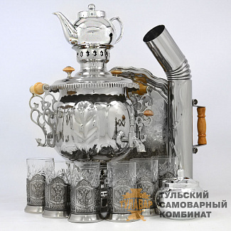 Набор «Шар» комбинированный (электрический-жаровой), 4,5 литра, 17 предметов, никелированный. Обзор в 360˚