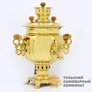 Самовар «Овал» на дровах, 3 литра, латунь. Обзор в 360˚